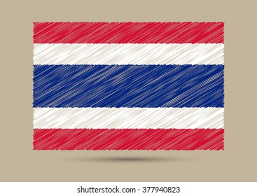 Grunge Thailand flag.Scribble Thailand flag.Vector illustration.