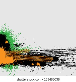 Grunge three color tire track background. eps10