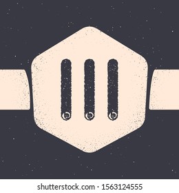 Grunge Three rolled sticks of cinnamon icon isolated on grey background. Aromatic spice. Condiment for dishes. Cooking theme. Monochrome vintage drawing. Vector Illustration