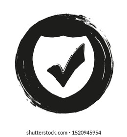 Grunge tick mark approved icon.