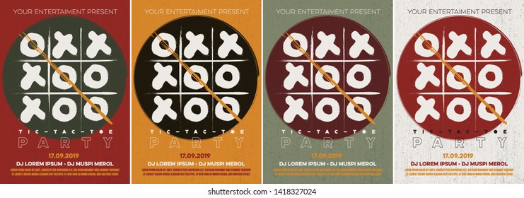 grunge Tic-Tac-Toe poster flyer sets