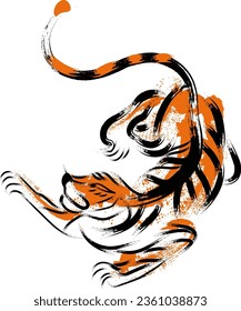 Grunge tiger art, tiger Drawing brush strokes vector, Grunge Paint tiger Vector brush Stroke, Chinese's Tiger Year of the Ink Painting,