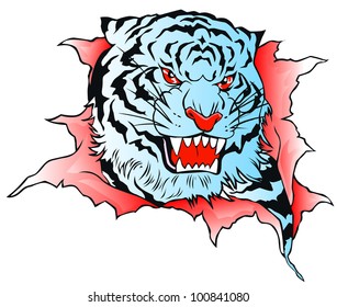 grunge tiger head vector