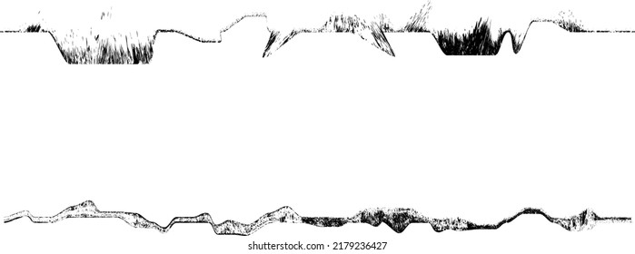 Grunge tiny lines . Vector brush Stroke . Rough edges . Black isolated paintbrush collection . Modern Textured lines . Dry border in Black . 