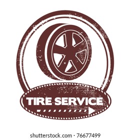 grunge tire service stamp or emblem