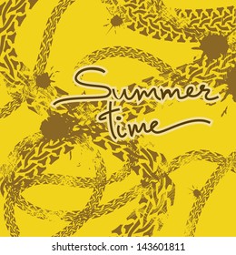 Grunge tire track background with text summer time