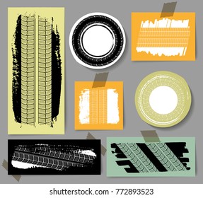 Grunge tire track banners.Dirty textured tire tracks for your design.