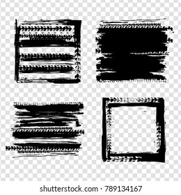 Grunge tire track frames in rectangular shape. Beautiful vector illustration in dark grey colours isolated on a transparent background. Automotive collection.