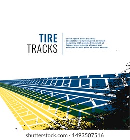 grunge tire track print marks background