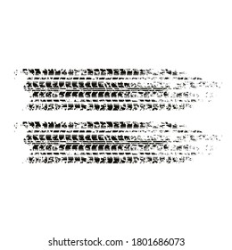 Grunge tire track silhouette.Dirty textured tire track Vector