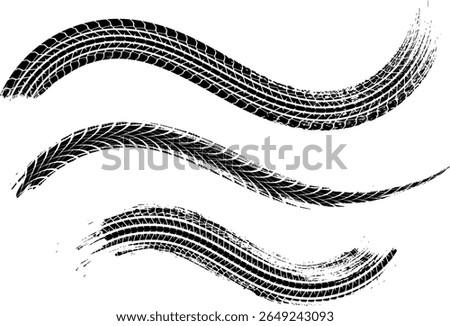 Grunge Tire Track Wave Shapes Design Elements