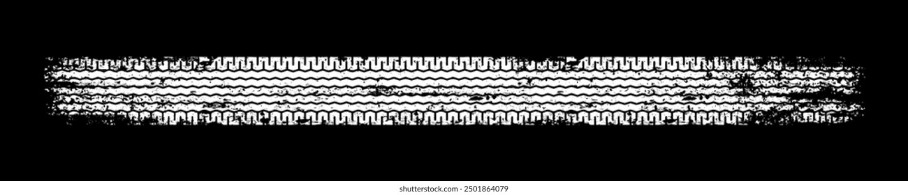 Grunge tire track, wheel braking marks. White truck, car or motorcycle tread pattern silhouette. Auto race, motorsport, speed racing design element. Vector illustration