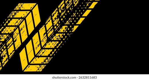 Grunge tire track, wheel braking marks. Truck, car or motorcycle tread pattern silhouette. Auto race, motorsport, speed racing design element. eps 10	
