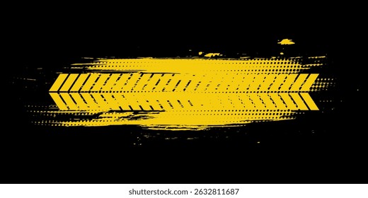 Grunge tire track, wheel braking marks. Truck, car or motorcycle tread pattern silhouette. Auto race, motorsport, speed racing design element. eps 10	

