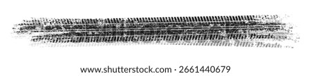 Grunge tire tracks with mud splatters, dirty wheel braking marks. Truck, car, or motorcycle tread pattern silhouettes. Perfect for off-road, motorsport, and racing designs. Vector illustration