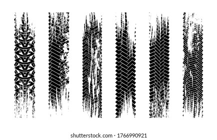 Grunge Tire Tracks Texture Collection Seamless Stock Vector (Royalty ...