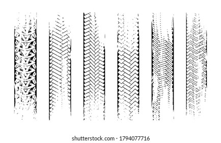 Grunge tire tracks texture. Collection seamless