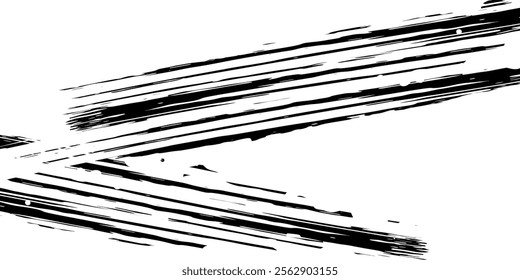 Grunge tire tracks, wheel braking marks. Silhouette of truck, car or motorcycle tread pattern.