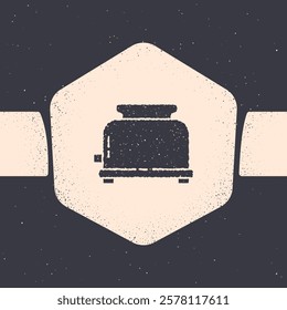 Grunge Toaster with toasts icon isolated on grey background. Monochrome vintage drawing. Vector