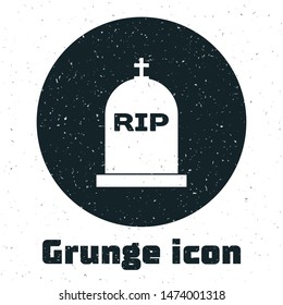 Grunge Tombstone with RIP written on it icon isolated on white background. Grave icon.  Vector Illustration