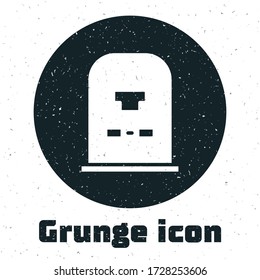 Grunge Tombstone with RIP written on it icon isolated on white background. Grave icon. Monochrome vintage drawing. Vector Illustration
