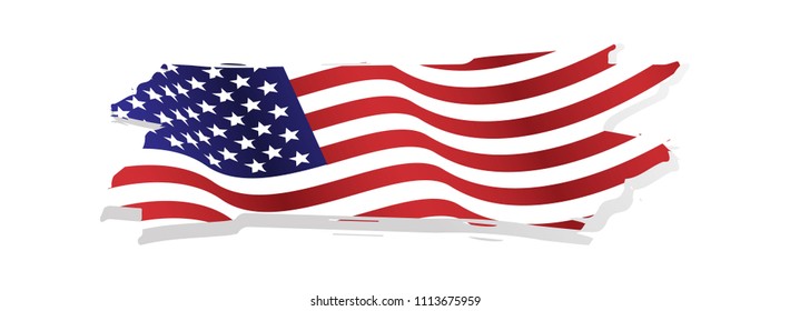 Grunge and torn waving american flag illustration vector for independence day 4th july