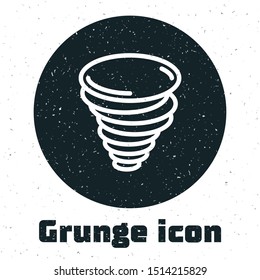 Grunge Tornado icon isolated on white background. Cyclone, whirlwind, storm funnel, hurricane wind or twister weather icon.  Vector Illustration