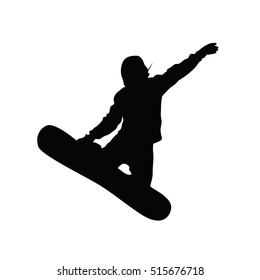 Grunge tracing silhouette of single mountain skier isolated on a white background. Raster illustration