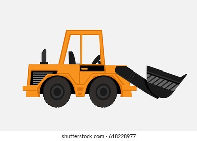 Grunge Tractor  heavy bulldozer vector