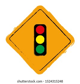 Grunge traffic light sign vector. 