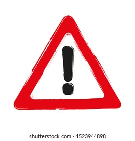 Grunge traffic sign attention. Vector icon.