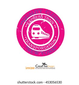 grunge train logo. emblems, badges, club, design elements. Vector illustration.