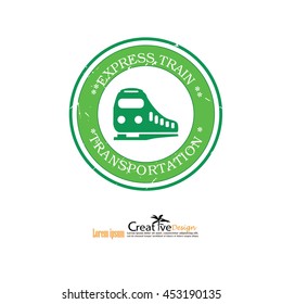 grunge train logo. emblems, badges, club, design elements. Vector illustration.
