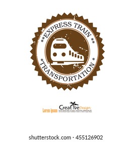 grunge train logo. emblems, badges, club, design elements. Vector illustration.