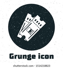 Grunge Train ticket icon isolated on white background. Travel by railway.  Vector Illustration
