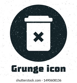 Grunge Trash can icon isolated on white background. Delete icon. Garbage bin sign. Recycle basket icon. Office trash icon.  Vector Illustration