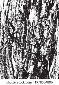 Grunge tree bark texture. Distressed overlay texture. Black and white vector texture