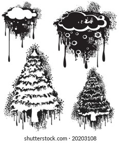 Grunge tree & cloud. Made with my own brushes.