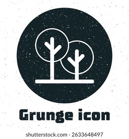 Grunge Tree icon isolated on white background. Forest symbol. Monochrome vintage drawing. Vector