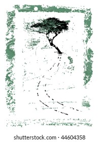 grunge tree painting frame