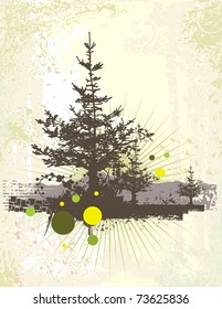 Grunge Tree Silhouette Background