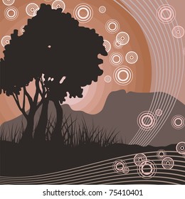 Grunge Tree Silhouette Background