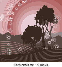 Fondo de silueta de árbol de Grunge