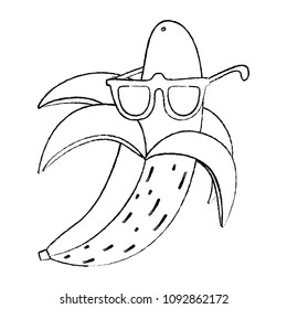 grunge trendy banana fruit with glasses style