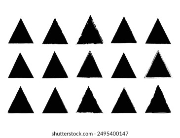 Grunge triangle brush texture stamp. Collection of paint hand drawn