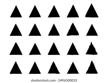 Grunge triangle brush texture stamp. Collection of paint hand drawn