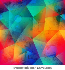Grunge triangle seamless pattern with spot effect.