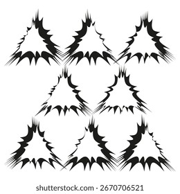 Formas del triángulo del grunge. Formas geométricas distorsionadas. Conjunto dibujado a mano. Elementos abstractos de Vector. EPS 10.