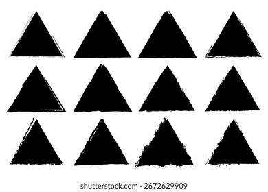 Formas del triángulo del grunge. Diseño negro afligido. Abstractas textura sucia. Elementos de Arte vectorial