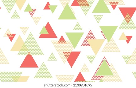 Grunge triangle shapes seamless pattern vector design. Wallpaper print. Colorful triangles motion backdrop. Mix triangular shapes seamless pattern.